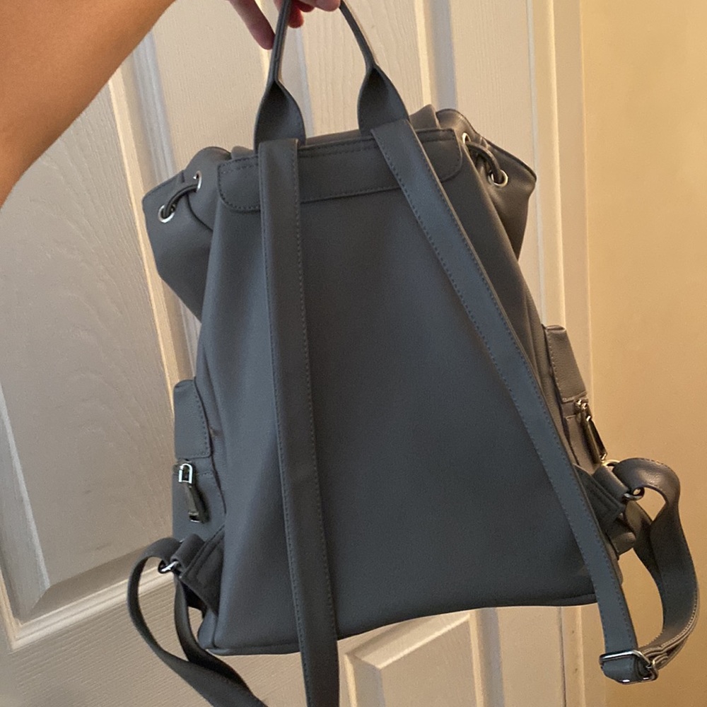 CoLab Gray Leather Pouch Back Pack - Picture 2 of 5
